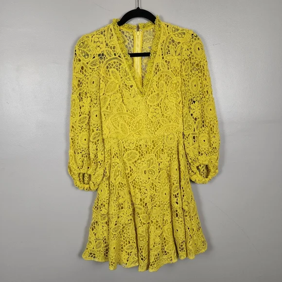 Lela Rose Dresses | Pearl Lela Rose Yellow Floral Lace Mini Dress, Size 0, Nwot | Color: Yellow | Size: 0 | Lexie_Boudreaux's Closet